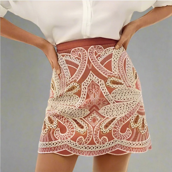 Anthropologie Dresses & Skirts - Anthropologie Pink Embellished Mini Skirt